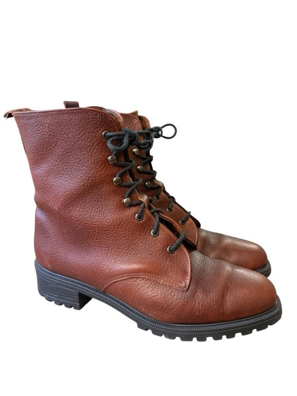 Eddie Bauer Vintage Brown Leather Lace Up Field Boot Women size 9 made in USA